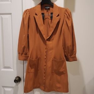Danielle Bernstein Stripped Brown Mini Suit Dress